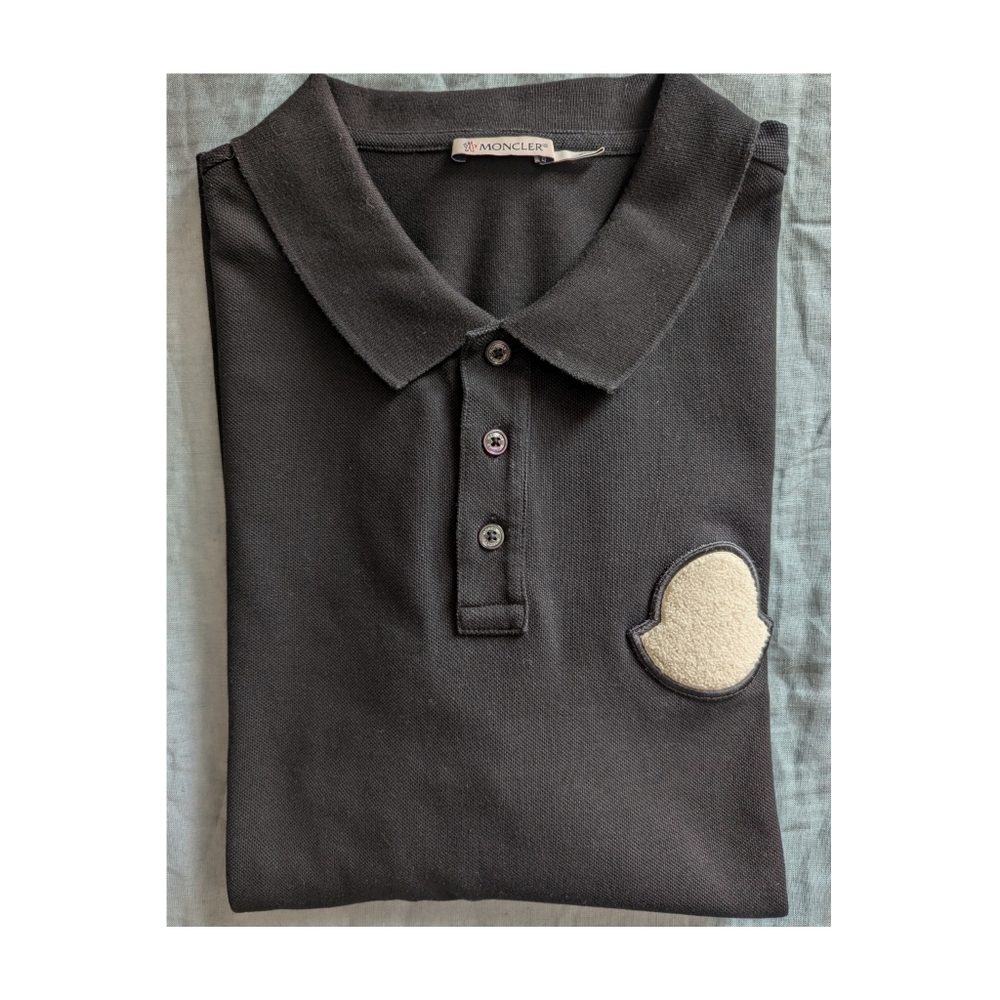 NWOT Moncler Black Manica Corta Maglia Polo